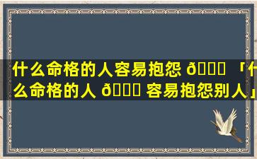 什么命格的人容易抱怨 🐅 「什么命格的人 🕊 容易抱怨别人」